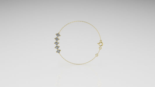 14k Bracelet with 5 DIAMOND 3mm VS1, "STT: Prong"