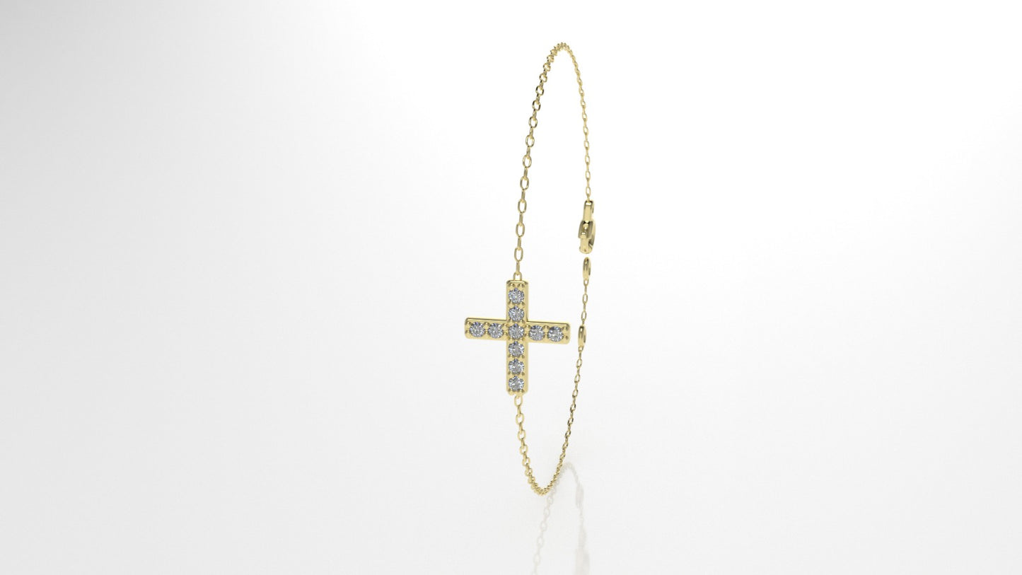 14k Bracelet with 10 DIAMOND 1.2mm VS1 each, cross style