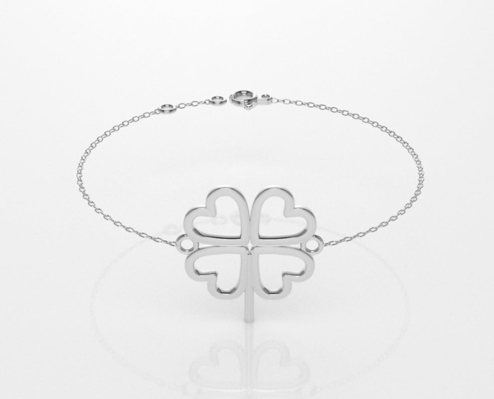 14k Bracelet perfect for any time with 4 hearts