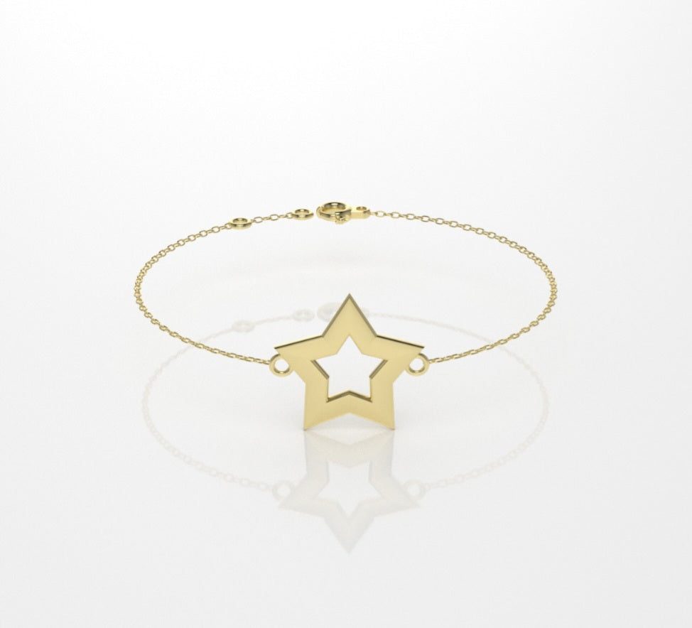14k Bracelet perfect for any time, 5 point Star Style