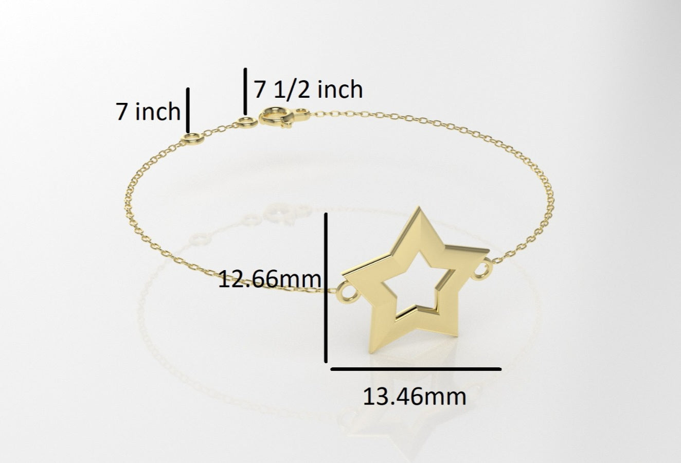 14k Bracelet perfect for any time, 5 point Star Style