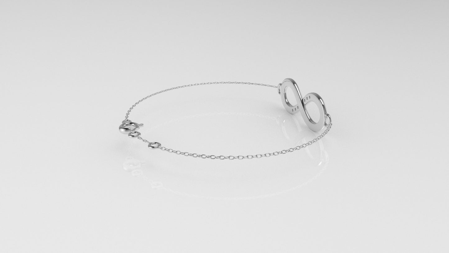 14k Bracelet with 8 AQUAMARINE 1.2mm each, infinity style