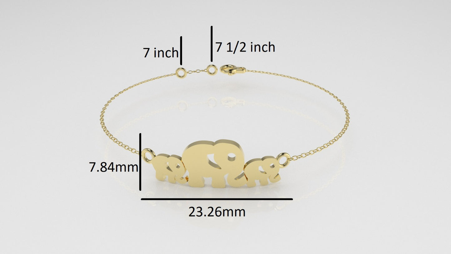 14k Bracelet, Elephant Style