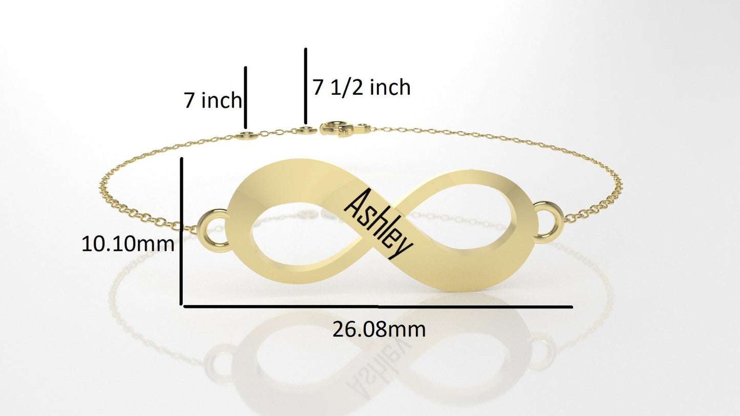 14k Bracelet, Infinity Style, "can be personalized with other names"