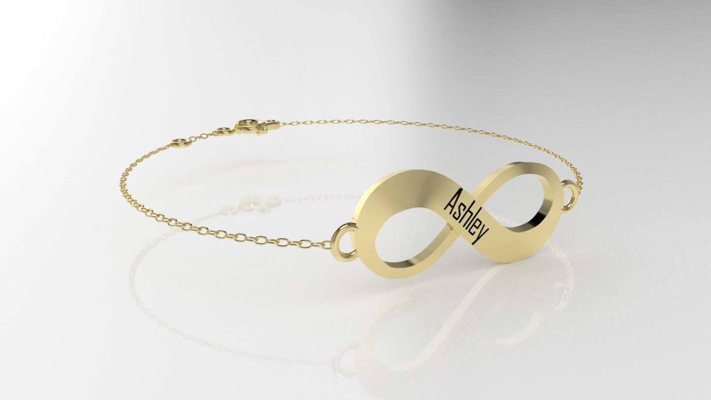 14k Bracelet, Infinity Style, "can be personalized with other names"