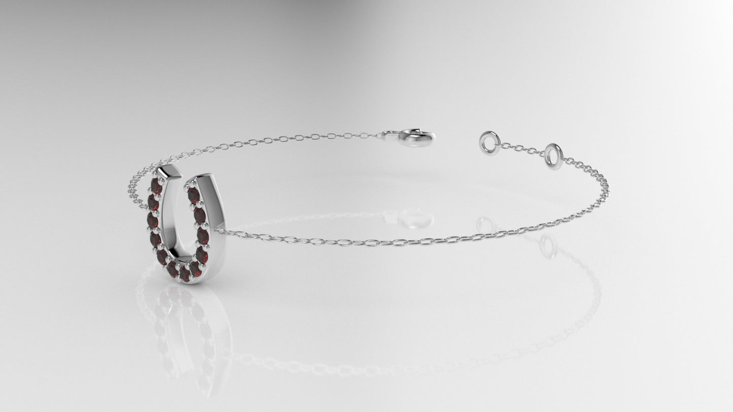 14k Bracelet with 12 RUBY 1.2mm each, Horseshoe Style