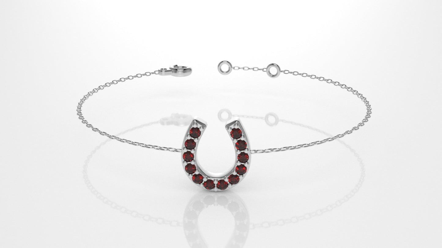 14k Bracelet with 12 RUBY 1.2mm each, Horseshoe Style