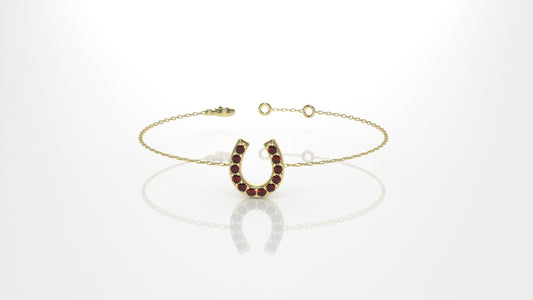 14k Bracelet with 12 RUBY 1.2mm each, Horseshoe Style