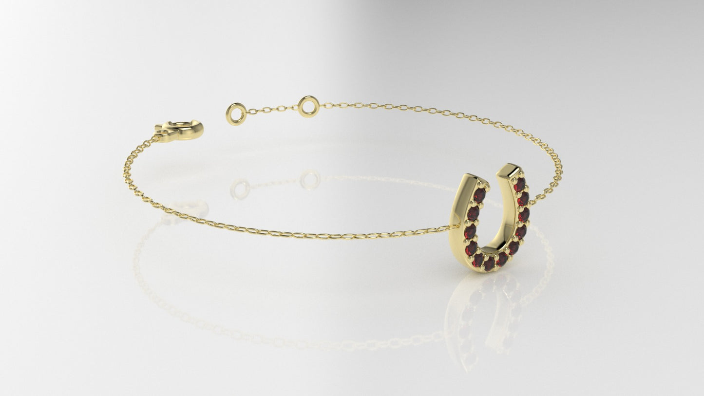 14k Bracelet with 12 RUBY 1.2mm each, Horseshoe Style