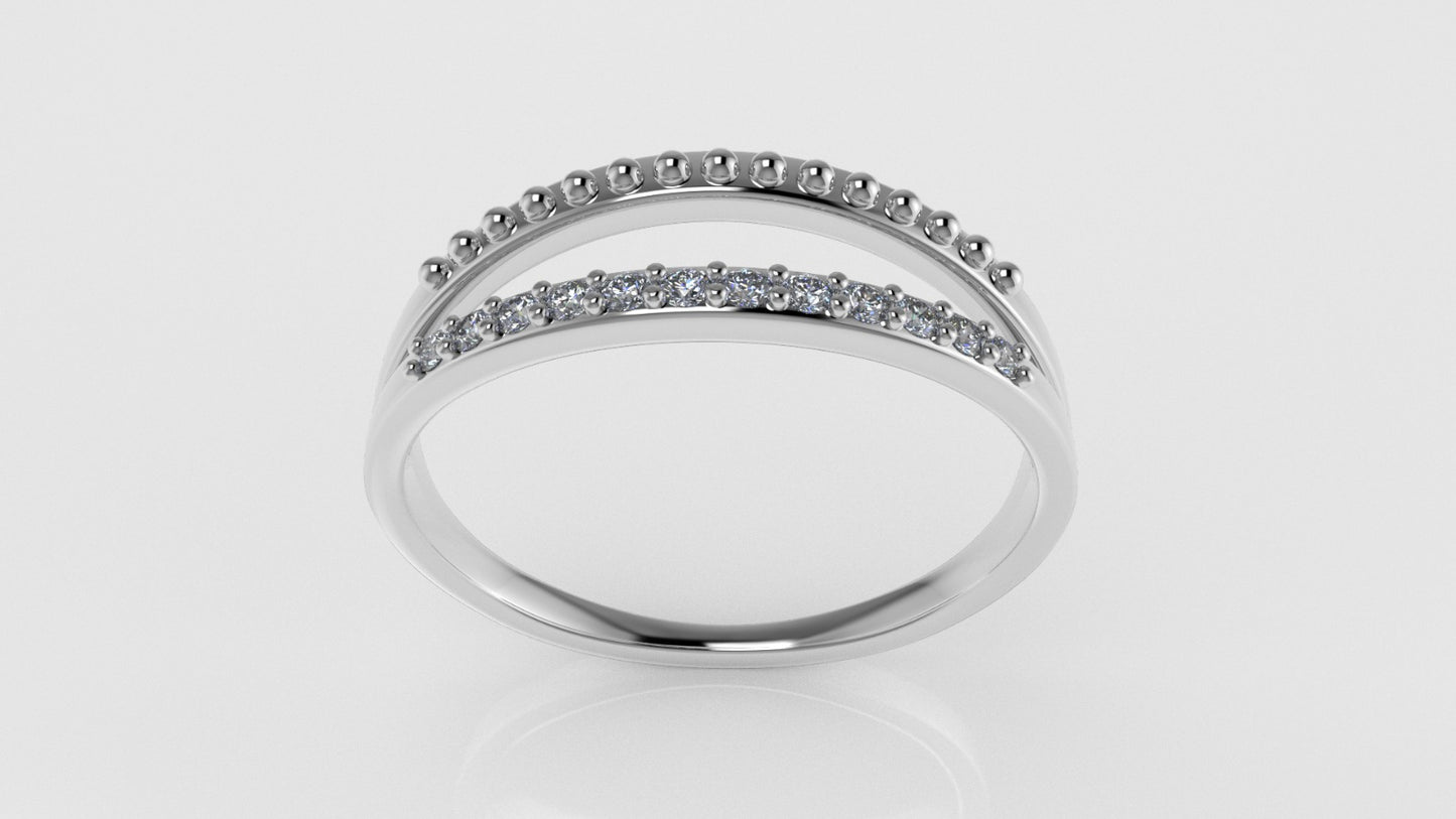 14K yellow gold Ring with 12 MOISSANITE 1.2mm each, stt prong, "Miligrane"