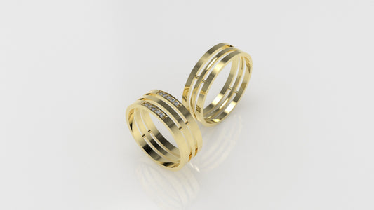 14K Engagement Band Rings with 10 DIAMONDS 1mm VS1 each, cut chanel, setting prongs, for men and women