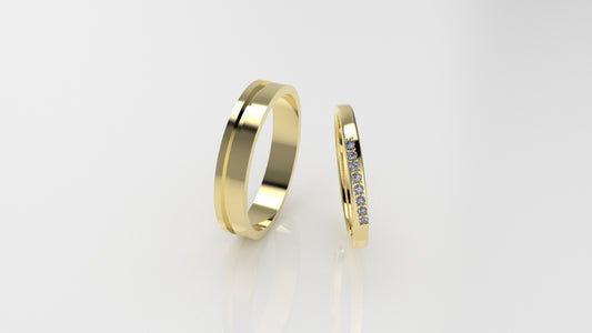 14K Wedding band Rings with 8 DIAMONDS 1.2mm VS1 each, stt prong, for men and women