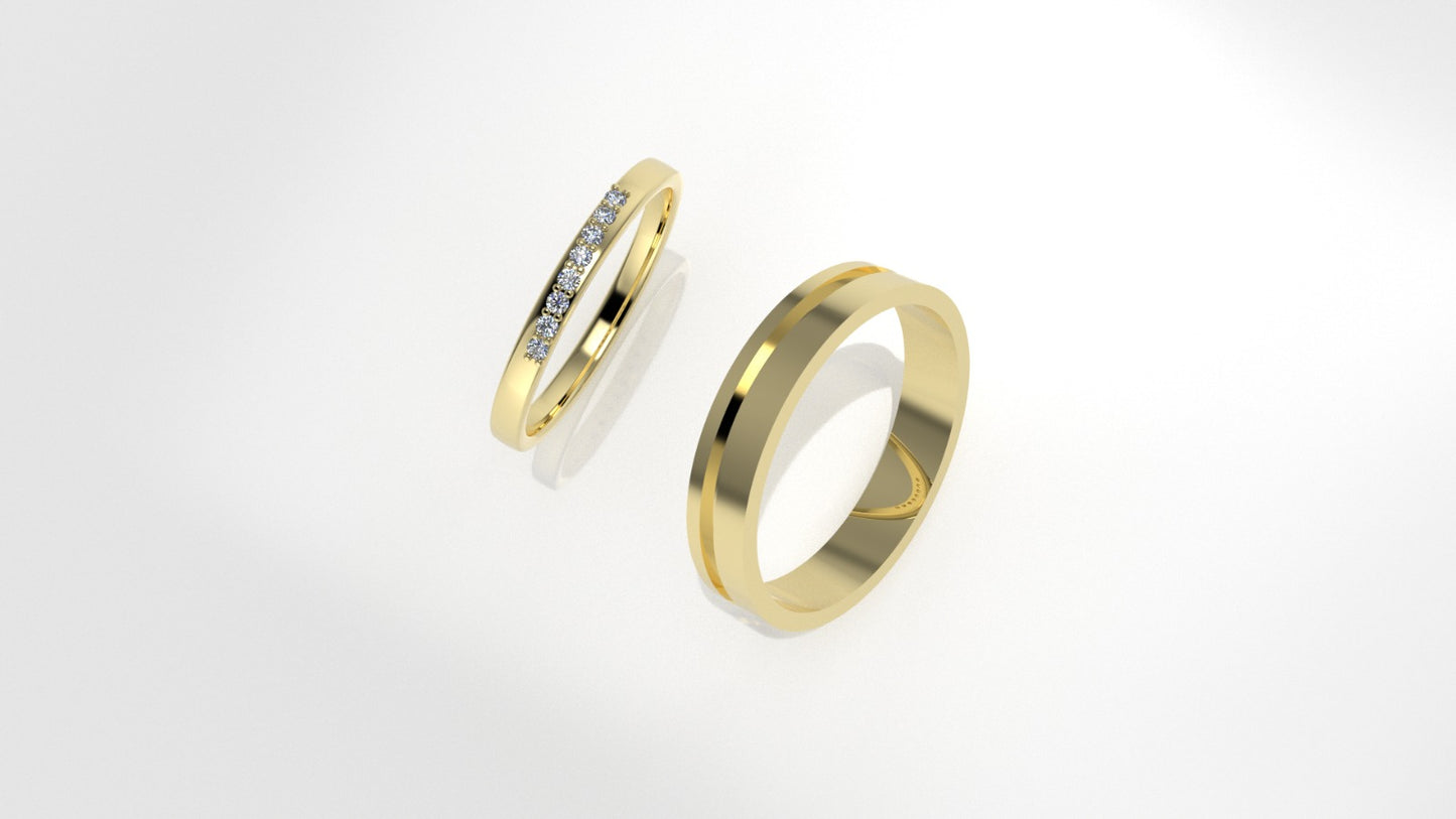 14K Wedding band Rings with 8 MOISSANITE 1.2mm VS1 each, stt prong, for men and women