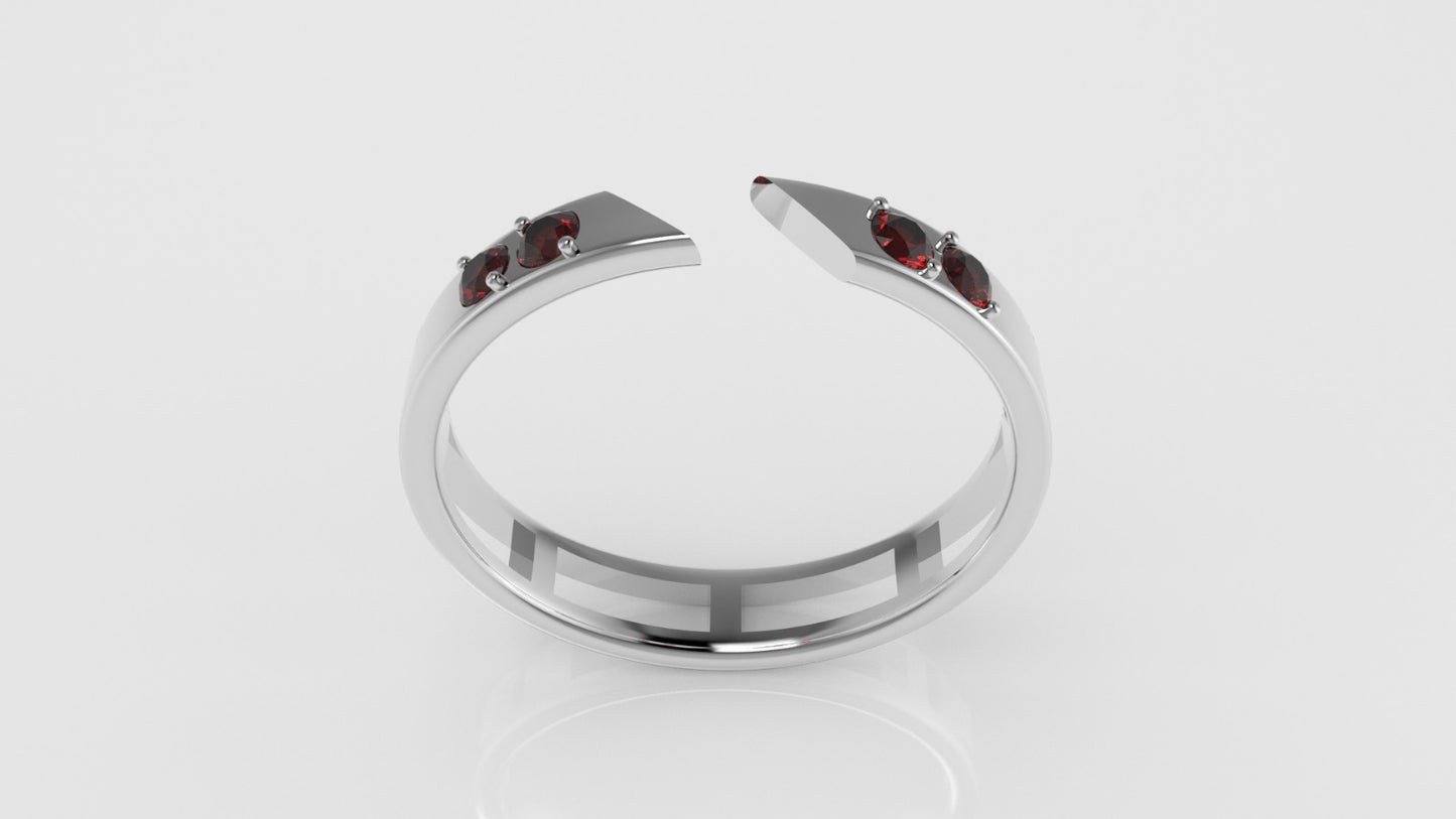 14K Engagement band Ring with 2 RUBY 4mm, stt 2 prong