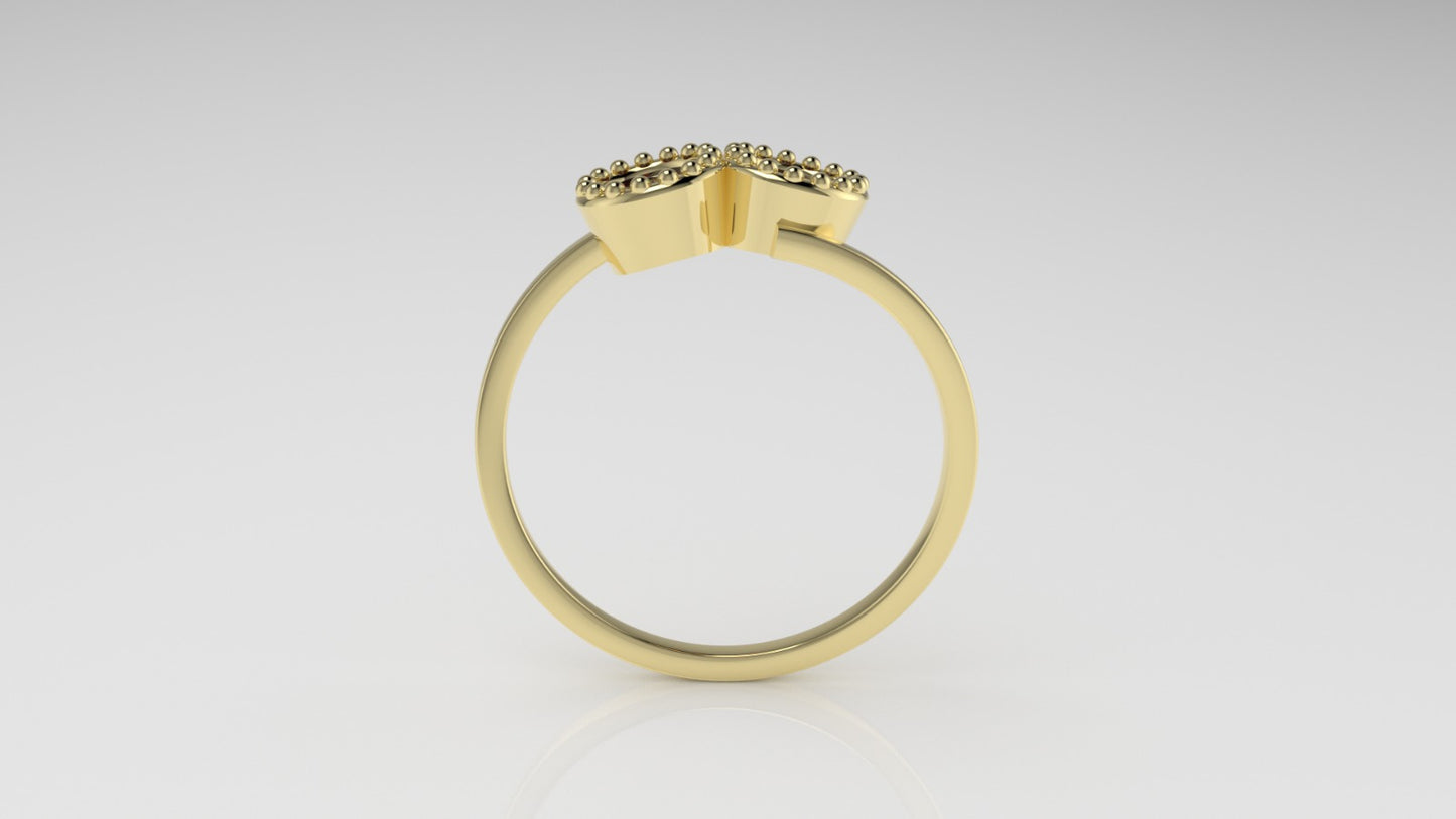 14K band Ring with 2 RUBY 4mm, stt bezel with Filigree