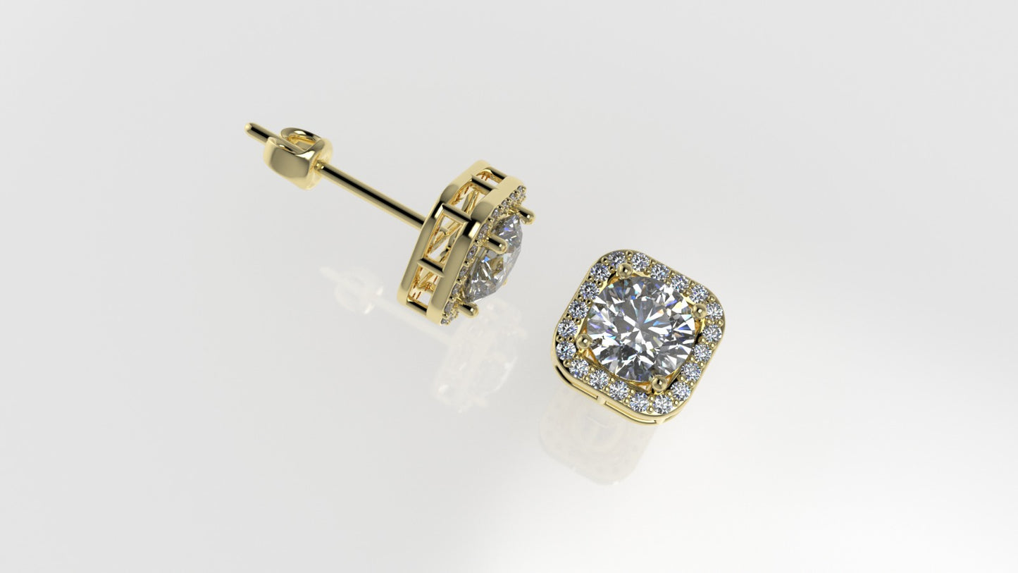 14k Yellow Gold Earrings with 42 DIAMOND VS1, "Stt: Prongs" "UNISEX"