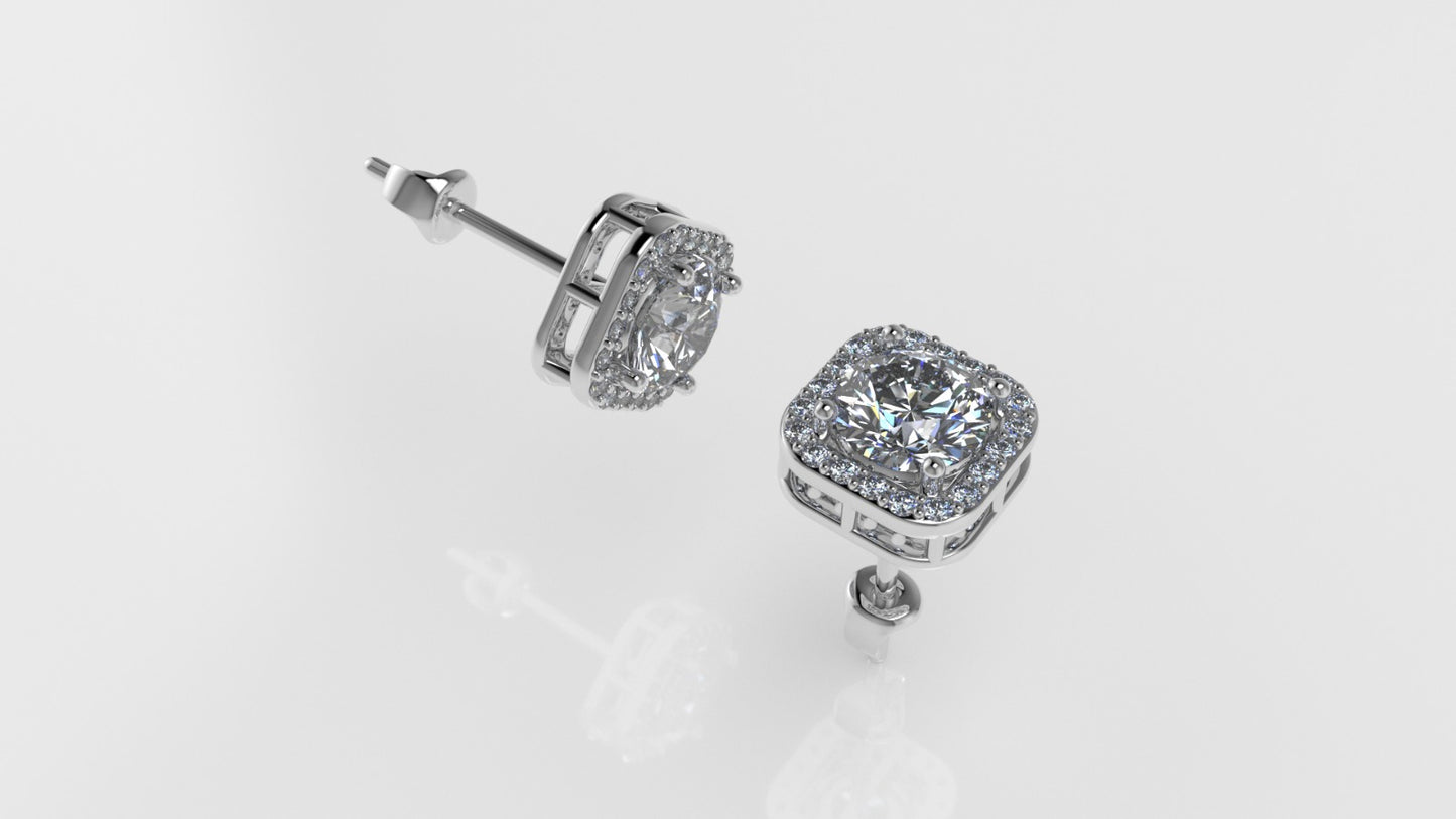 14k Yellow Gold Earrings with 42 DIAMOND VS1, "Stt: Prongs" "UNISEX"