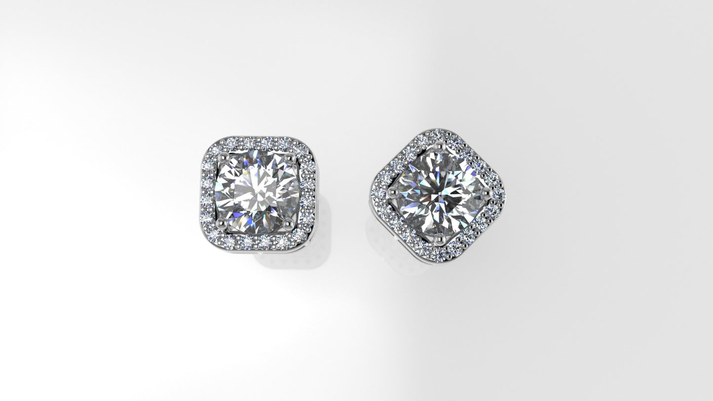 14k Yellow Gold Earrings with 42 DIAMOND VS1, "Stt: Prongs" "UNISEX"