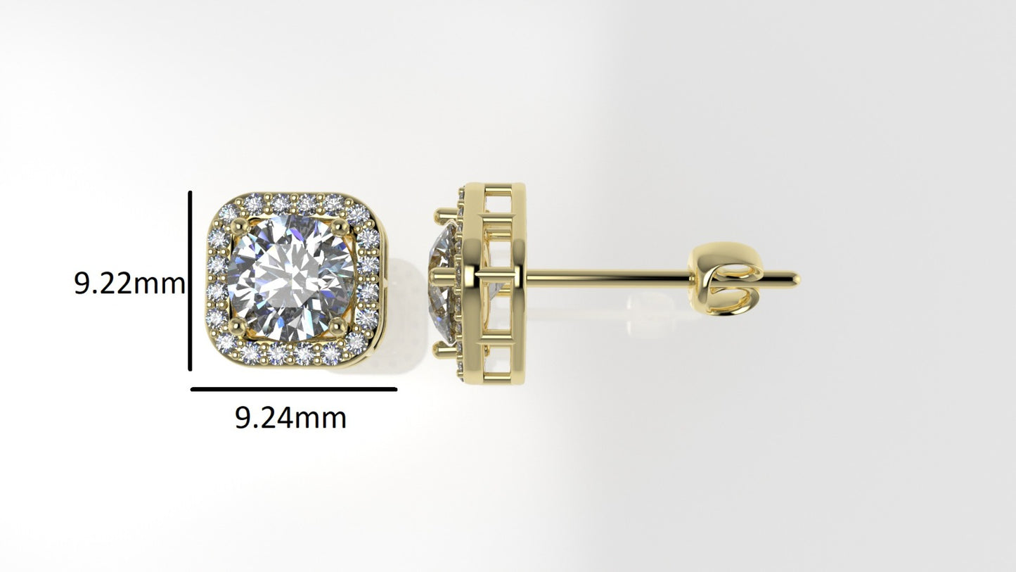 14k Yellow Gold Earrings with 42 DIAMOND VS1, "Stt: Prongs" "UNISEX"