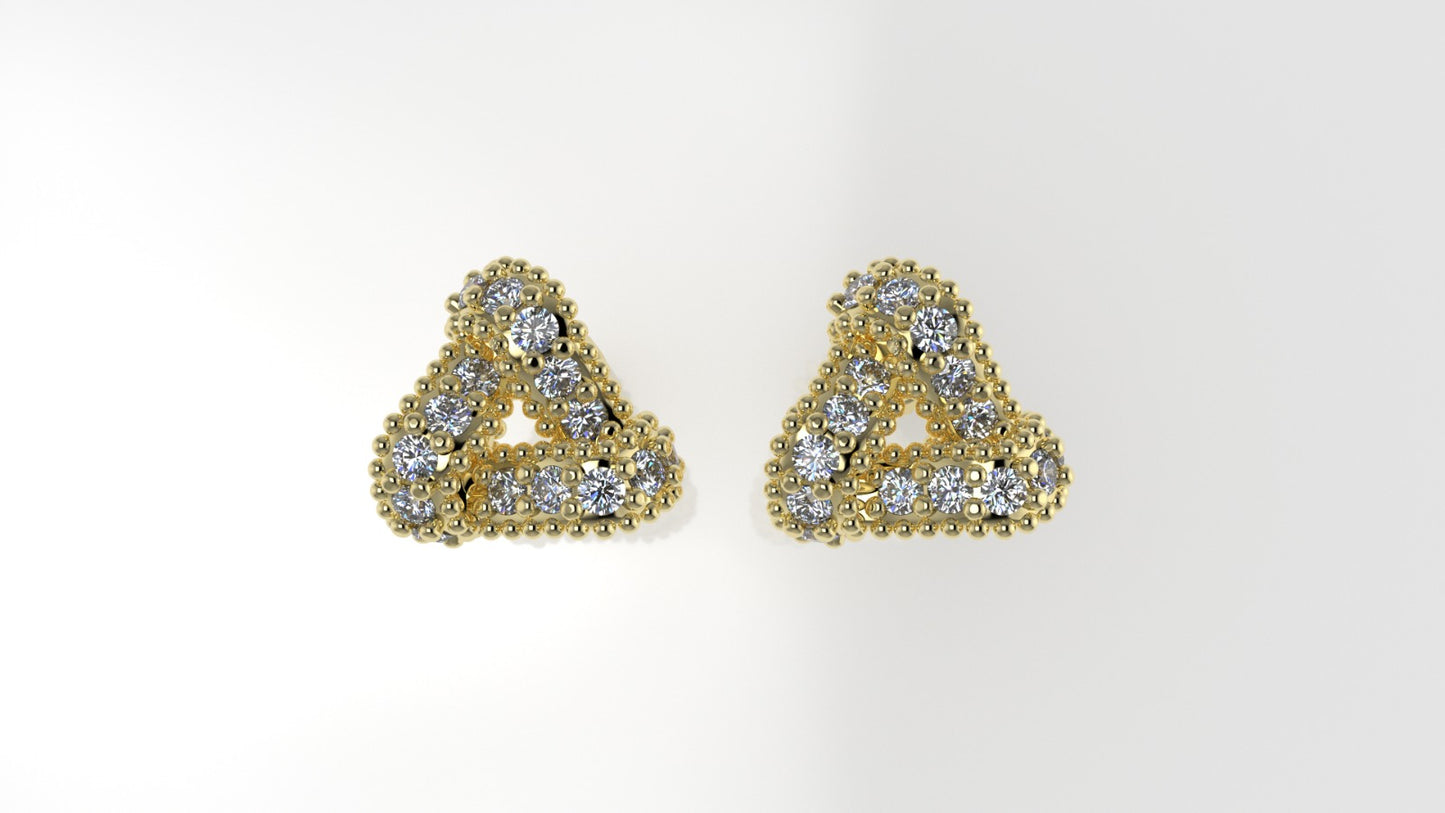 14k Yellow Gold Earrings with 30 DIAMONDS 1.00mm VS1 each, "Stt: Prongs" "FILIGREE"