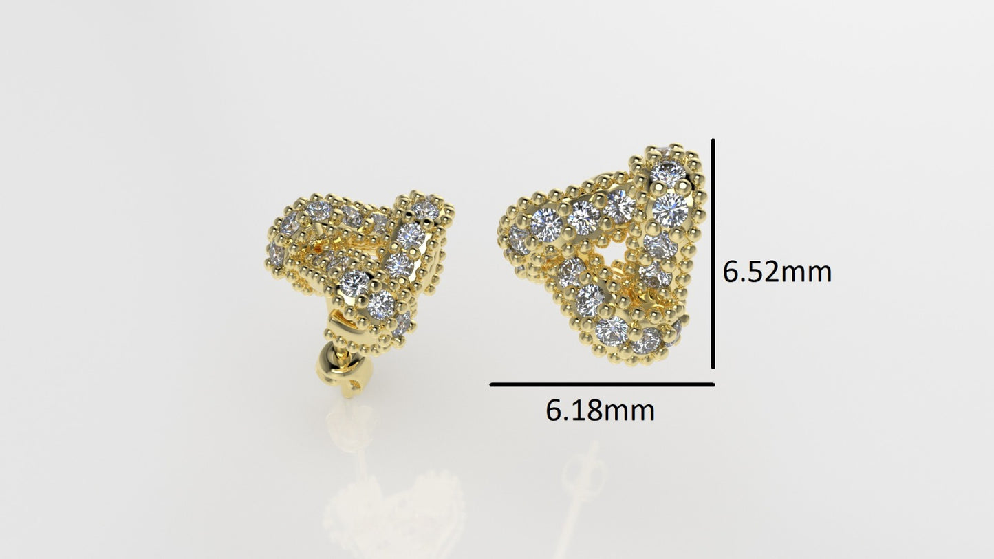 14k Yellow Gold Earrings with 30 DIAMONDS 1.00mm VS1 each, "Stt: Prongs" "FILIGREE"