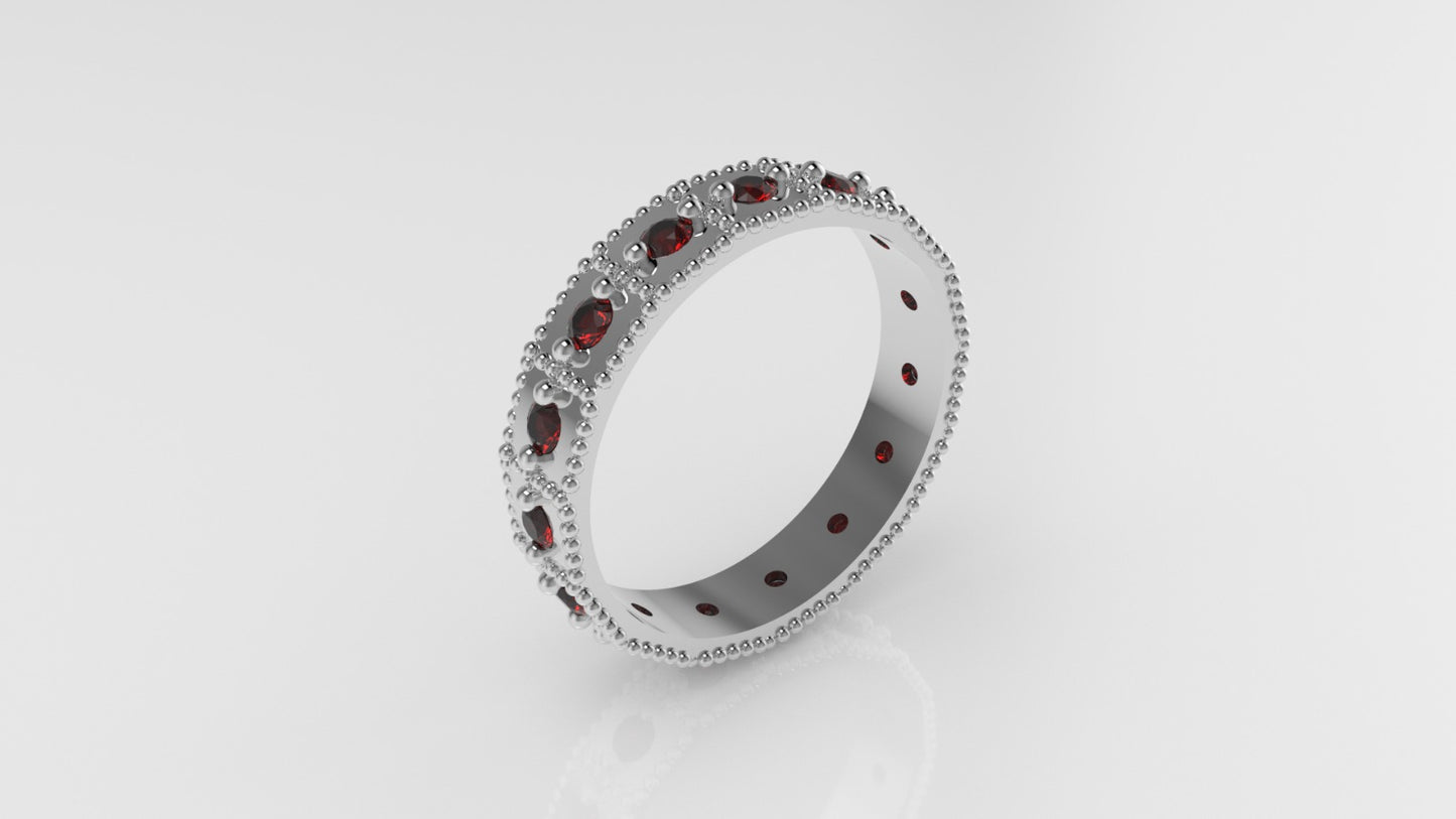 14K Ring with 15 RUBY, stt 2 Prong, Filigree