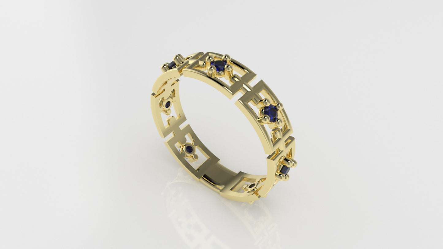 14K Band Ring with 7 SAPPHIRE, it is for daily use