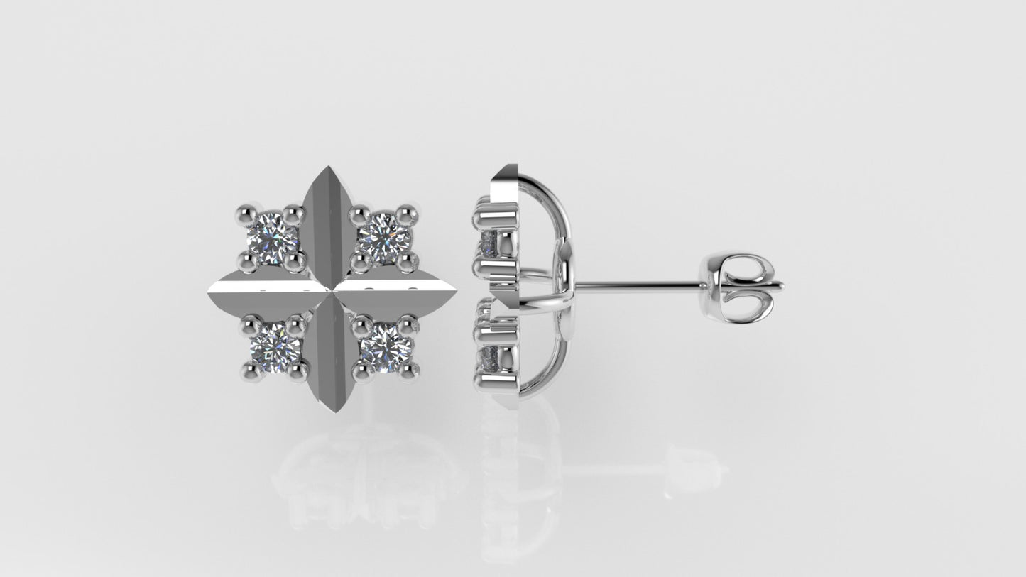 14k Earrings with 8 DIAMONDS VS1, it is for daily use, "CROSS" "Prongs"