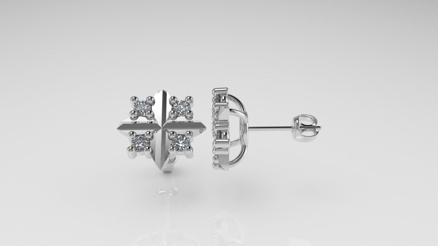 14k Earrings with 8 DIAMONDS VS1, it is for daily use, "CROSS" "Prongs"