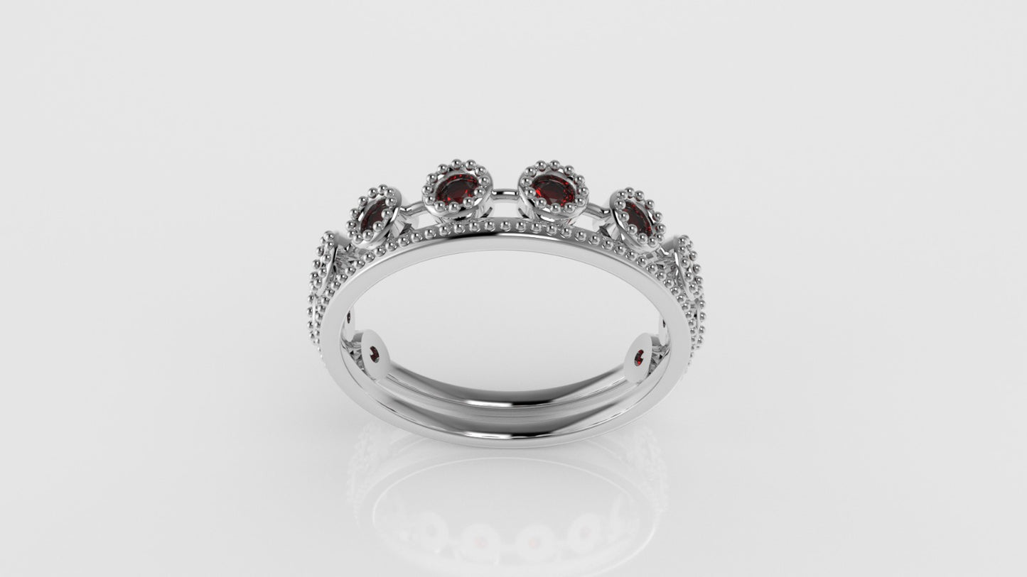 14K Gold Ring with 10 RUBY, "Setting Bezel" "Filigree"