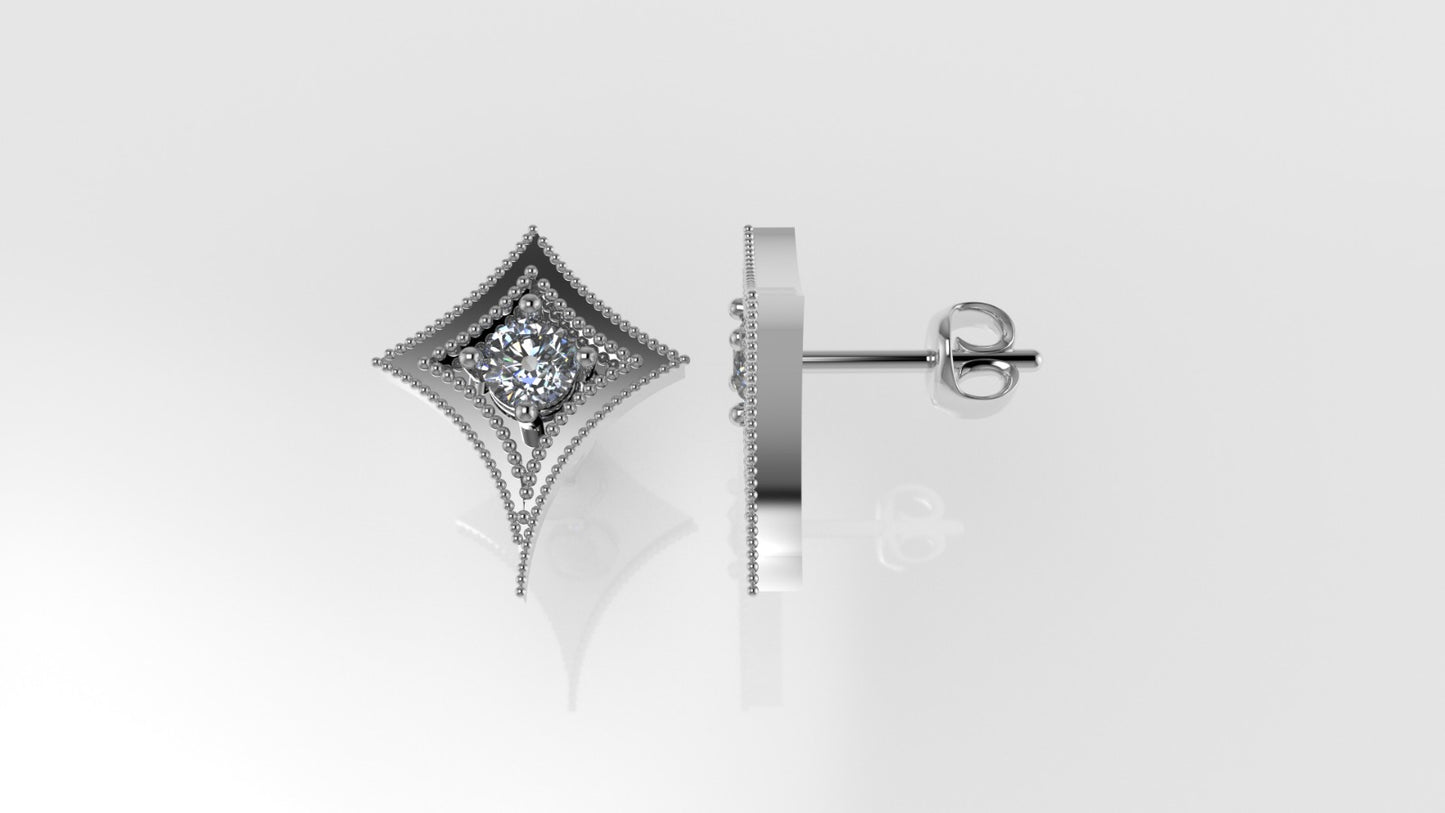 14K Gold Earrings with 2 DIAMONDS 4mm VS1 each , it is for daily use, "star with 4 point" "FILIGREE" "STT: 4 prong"