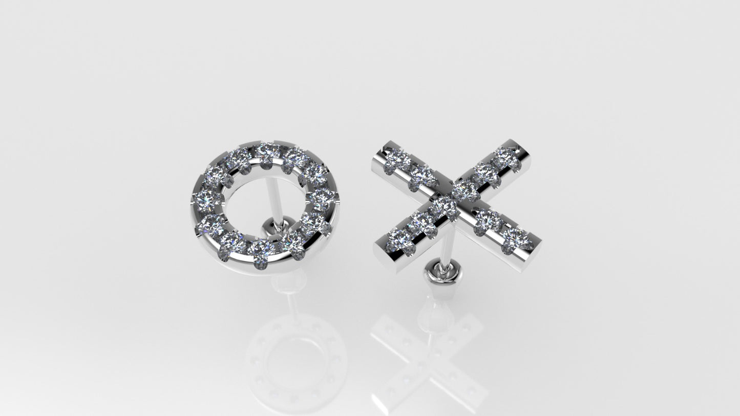 14K Earrings with 22 DIAMONDS VS1 each, "Style XO" "STT: Split"