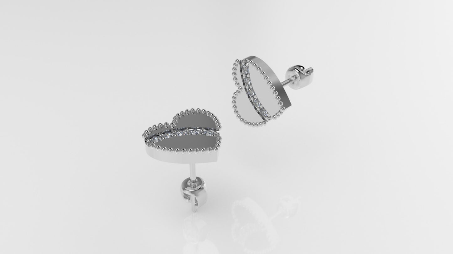 14k Gold Earrings with 10 DIAMONDS 1.2mm VS1 each , it is for daily use, "Hearts" "FILIGREE" "STT: 4 prong" "CUT: Chanel"