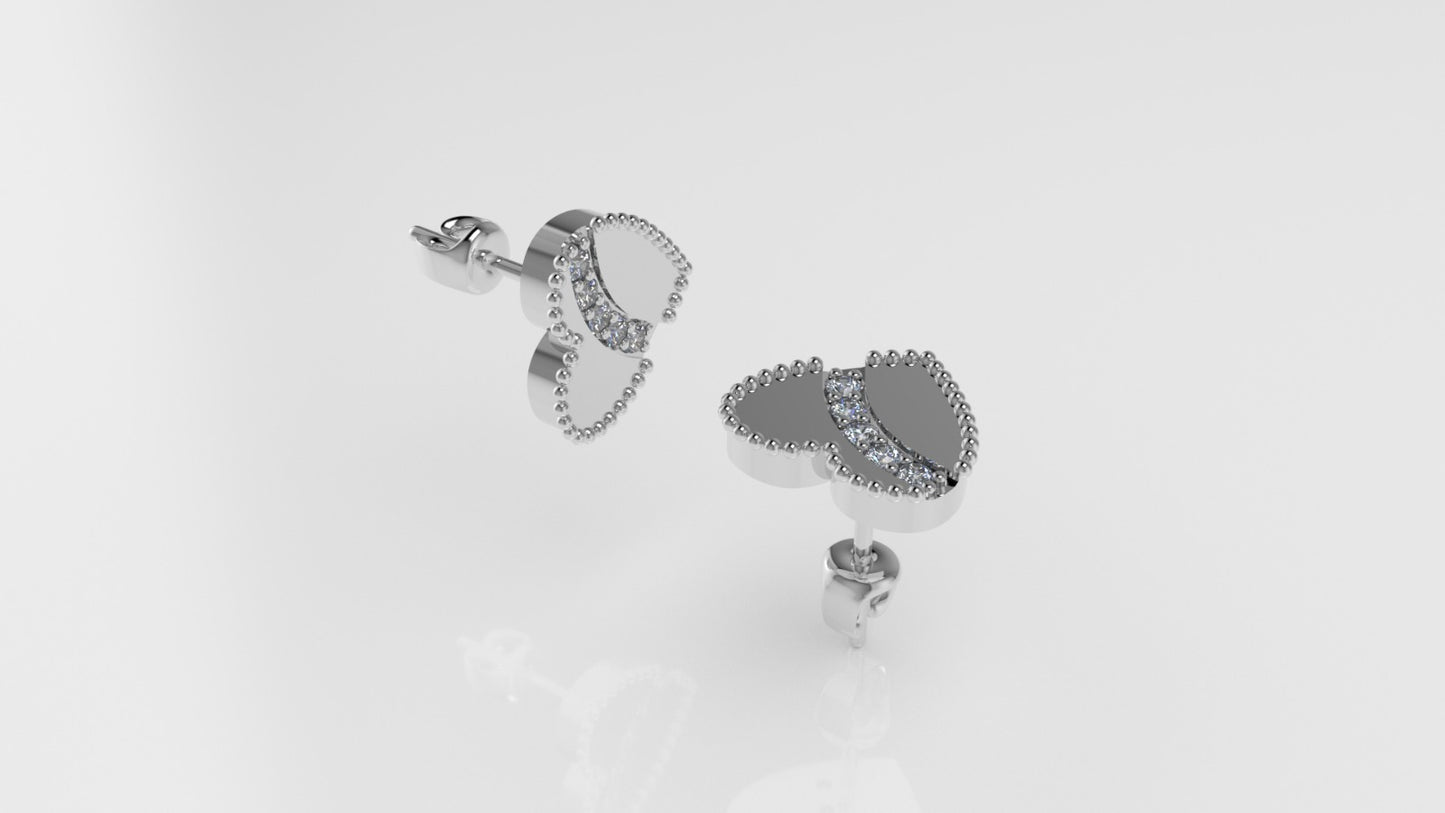 14k Gold Earrings with 10 DIAMONDS 1.2mm VS1 each , it is for daily use, "Hearts" "FILIGREE" "STT: 4 prong" "CUT: Chanel"
