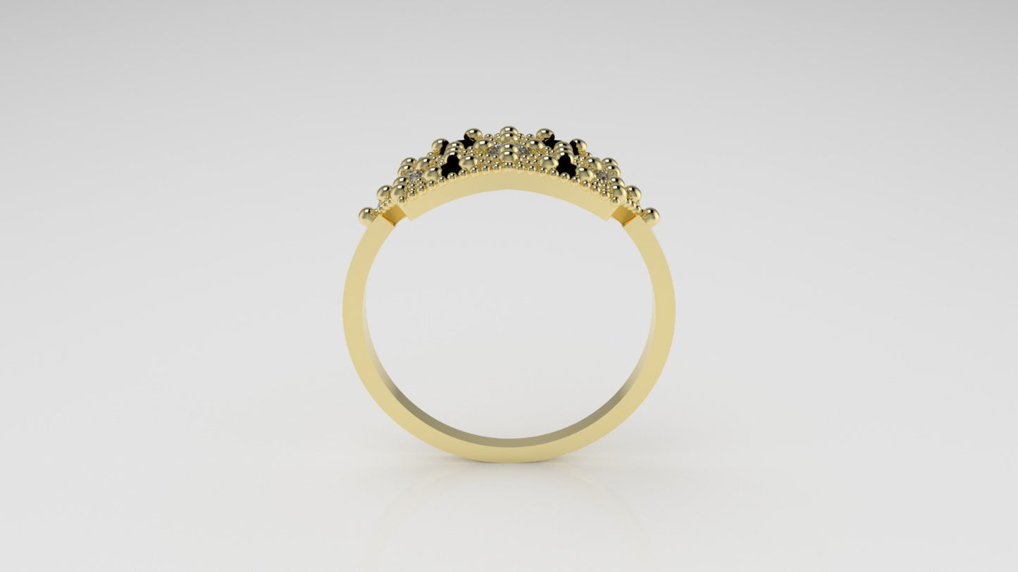 14K Ring with 4 BLACK DIAMONDS, 3 DIAMONDS, "Stt Prong" "FILIGREE"
