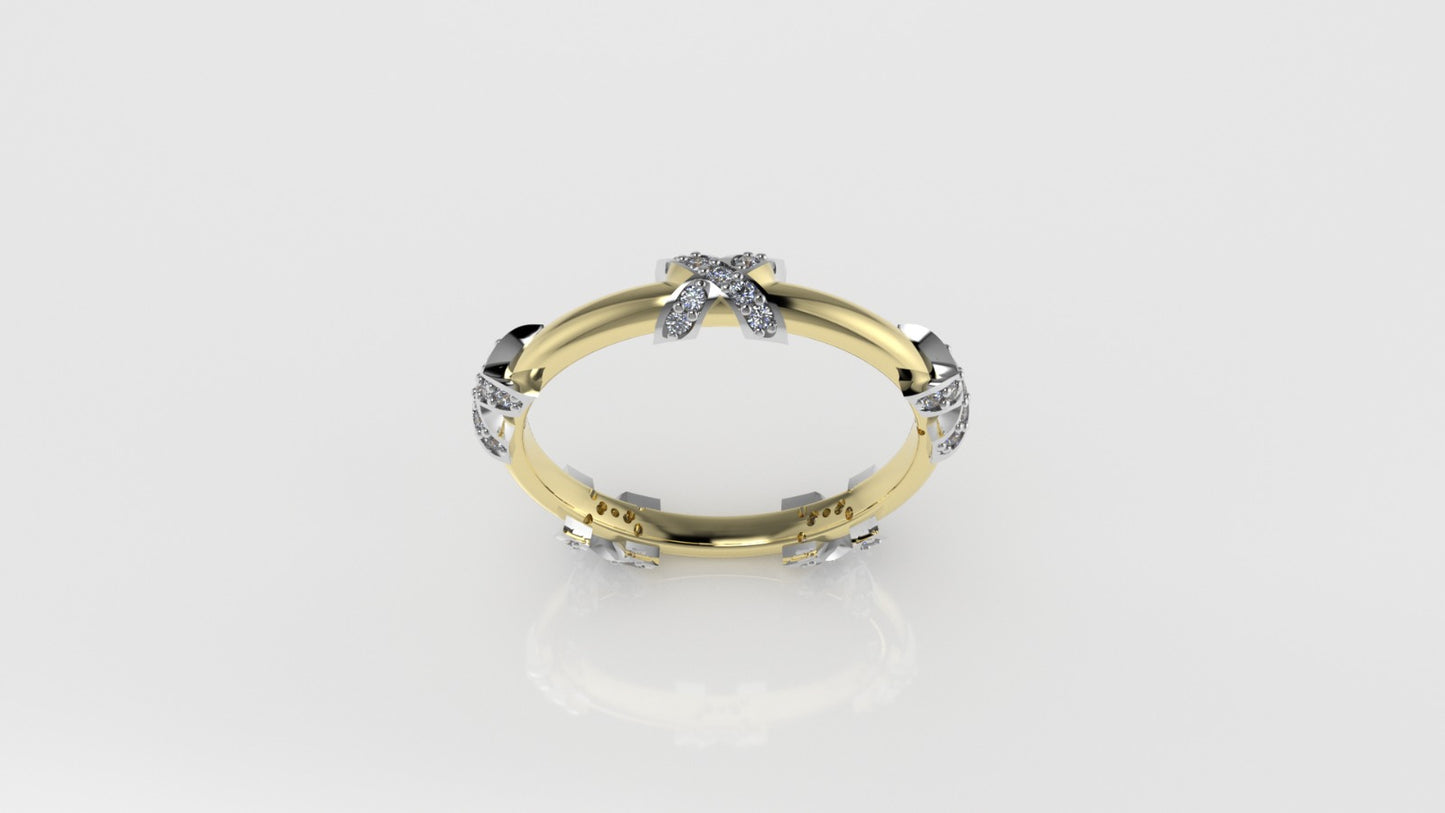 14K Gold Ring with 45 DIAMONDS, "Stt Prong" "Cut Chanel"
