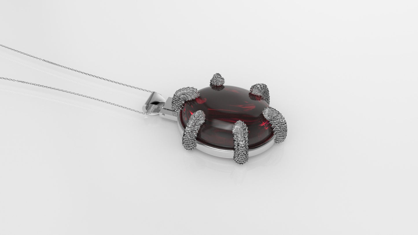 14K Gold Pendant with 1 INDIAN RUBY, "STT: Prong"