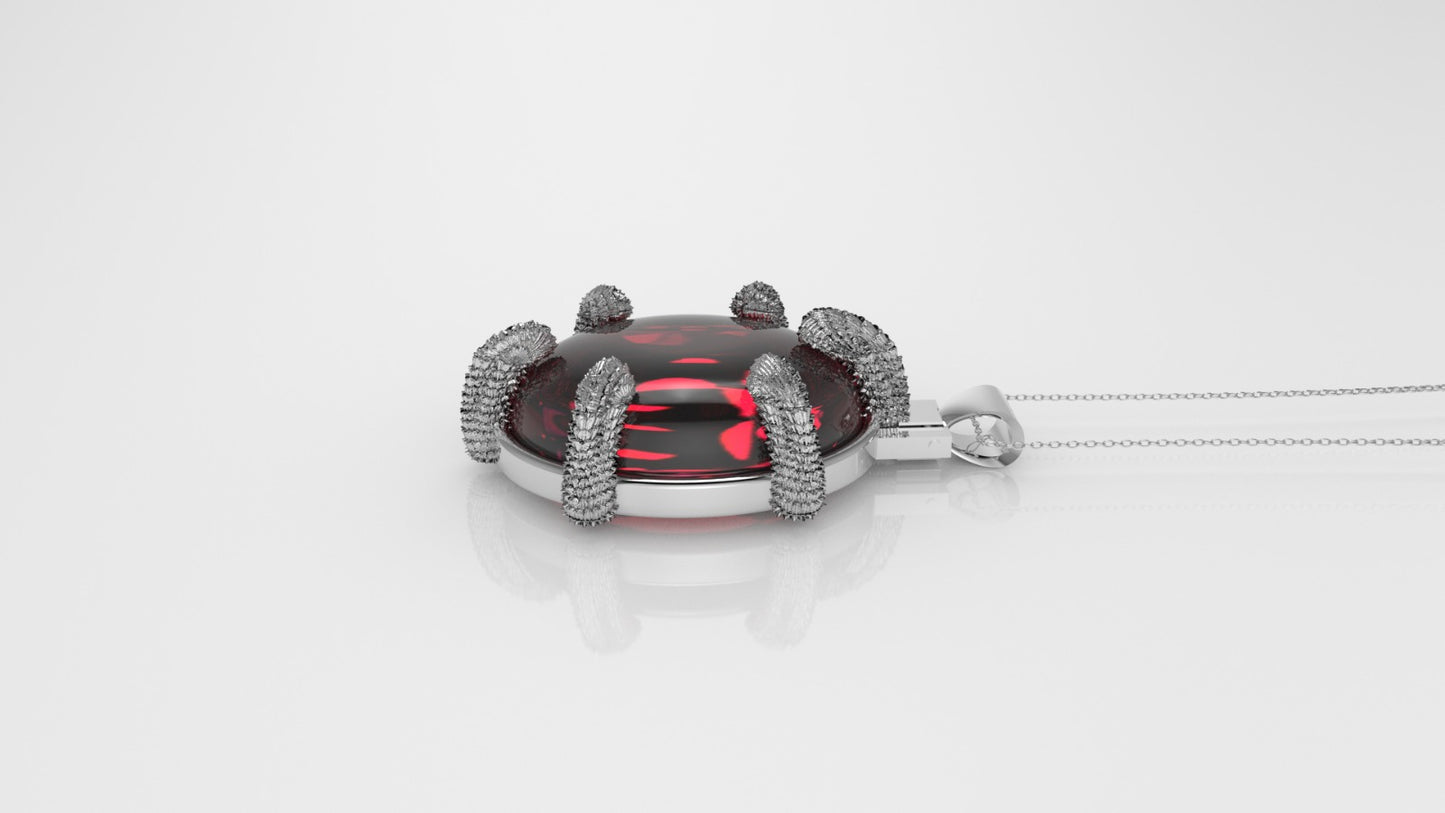 14K Gold Pendant with 1 INDIAN RUBY, "STT: Prong"