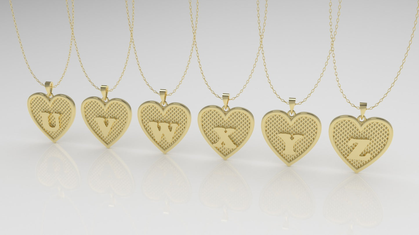 14K Gold Pendant, Alphabet Letters, heart style