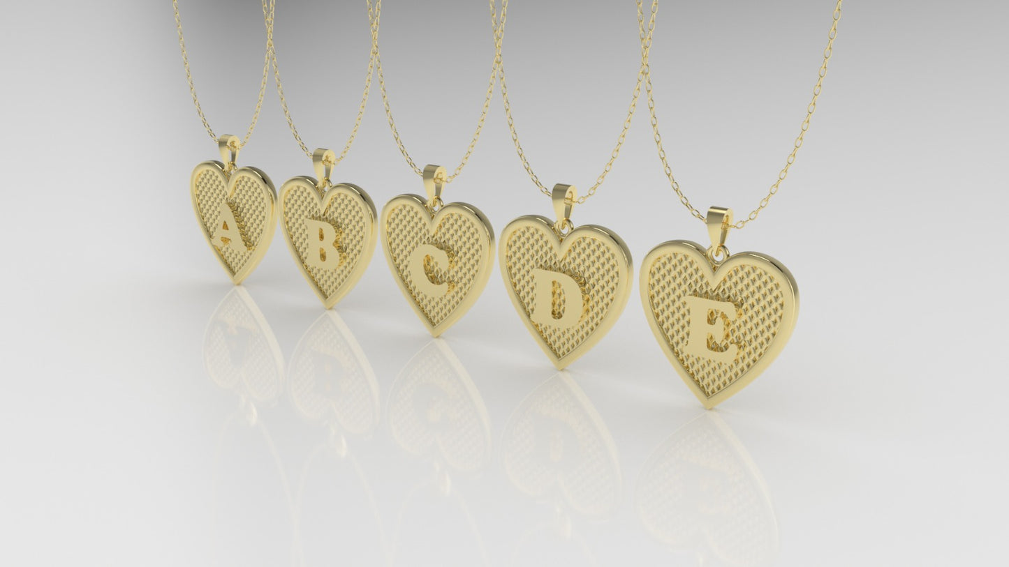 14K Gold Pendant, Alphabet Letters, heart style