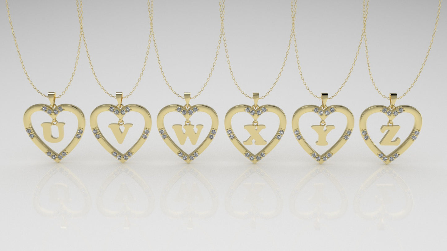 14K Pendant, Alphabet Letters with 12 DIAMONDS 1.2mm VS1