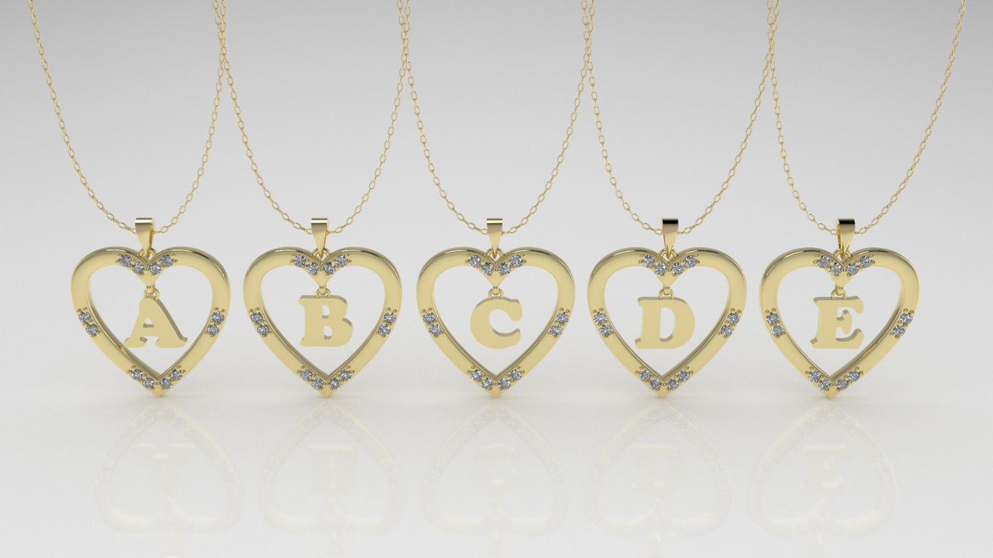 14K Pendant, Alphabet Letters with 12 DIAMONDS 1.2mm VS1