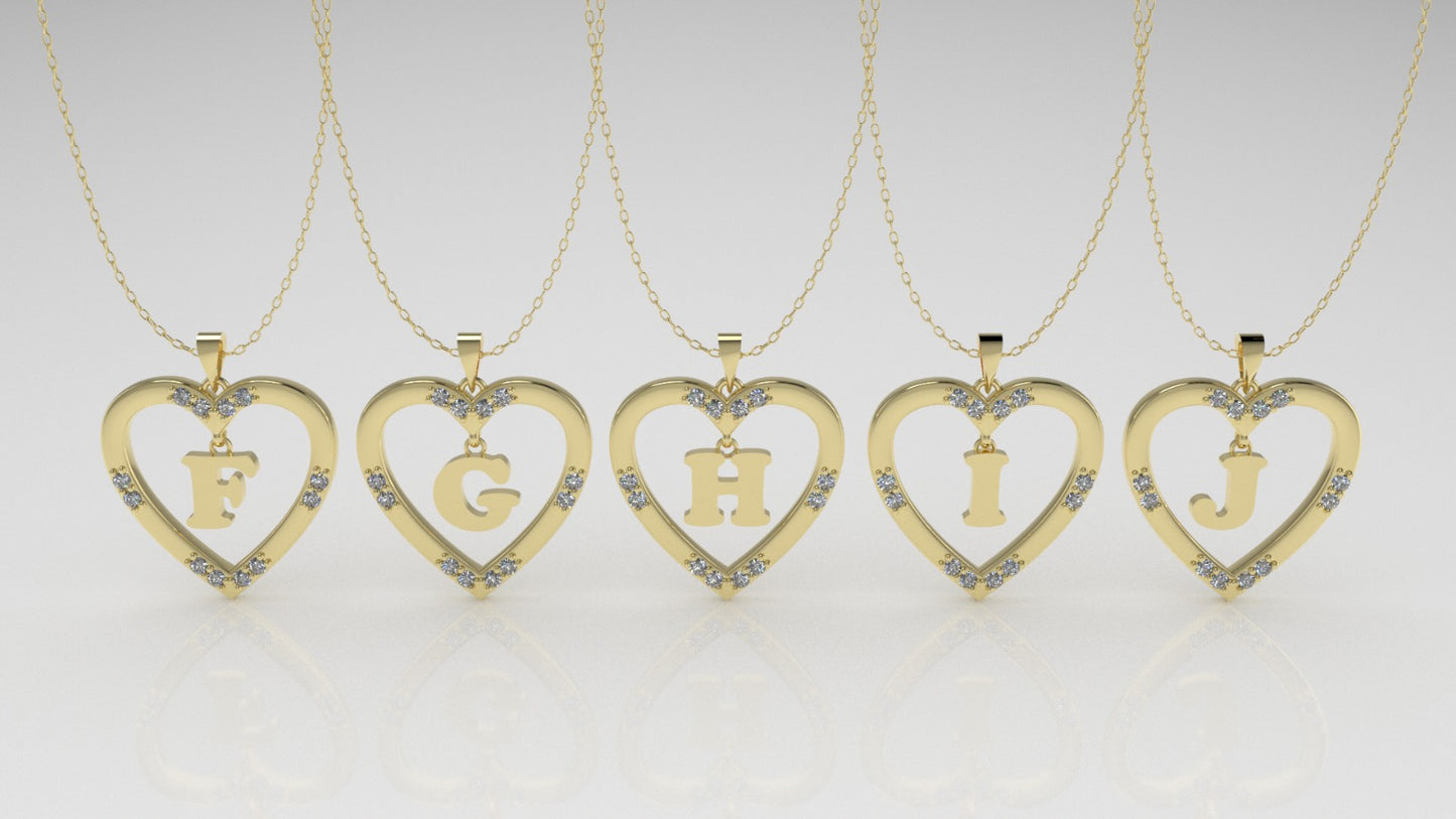 14K Pendant, Alphabet Letters with 12 DIAMONDS 1.2mm VS1