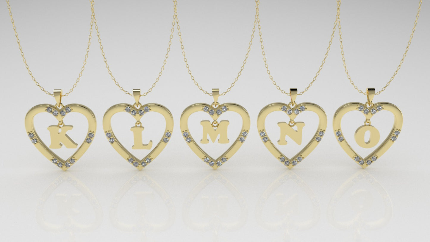 14K Pendant, Alphabet Letters with 12 DIAMONDS 1.2mm VS1