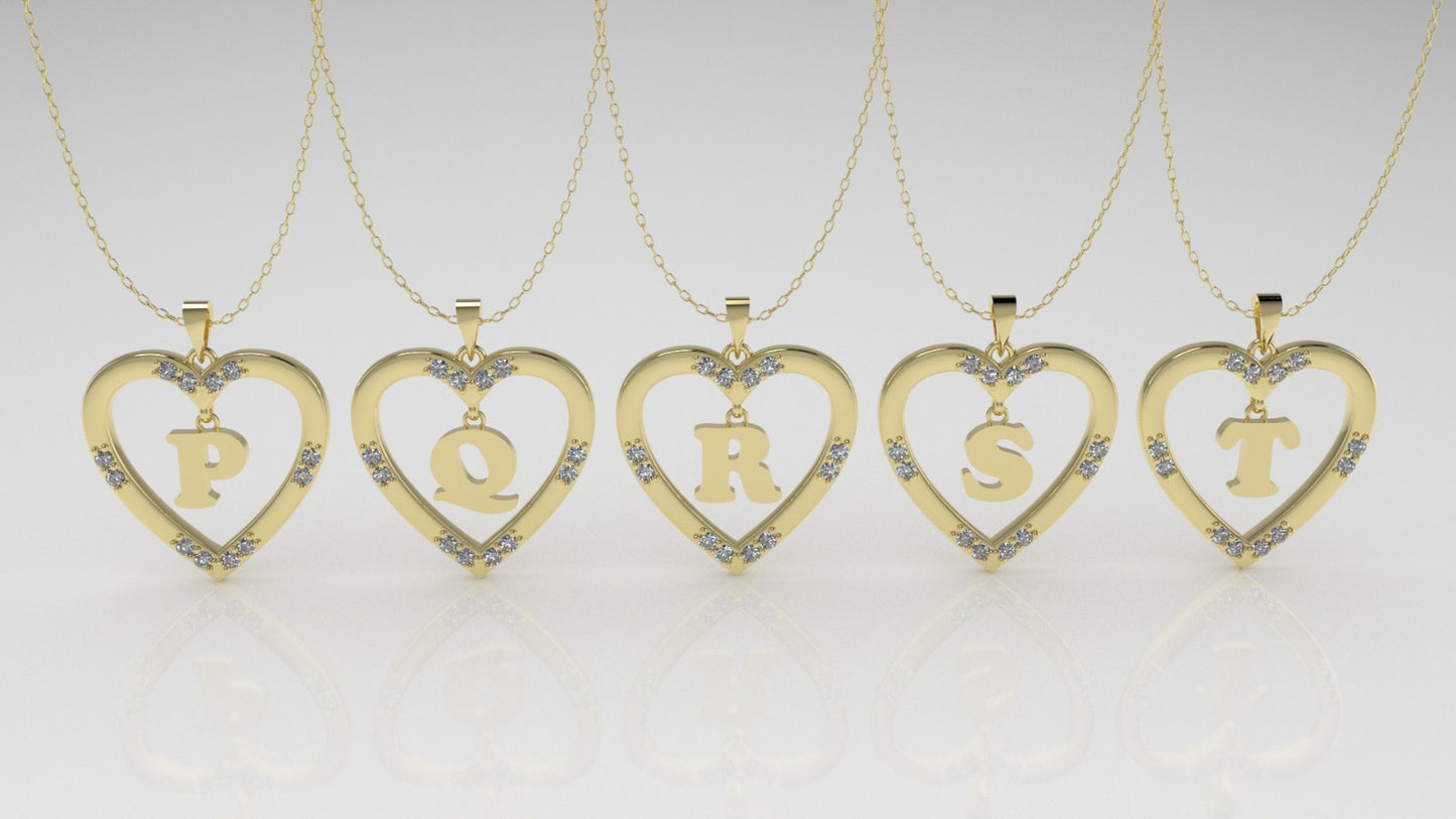 14K Pendant, Alphabet Letters with 12 DIAMONDS 1.2mm VS1