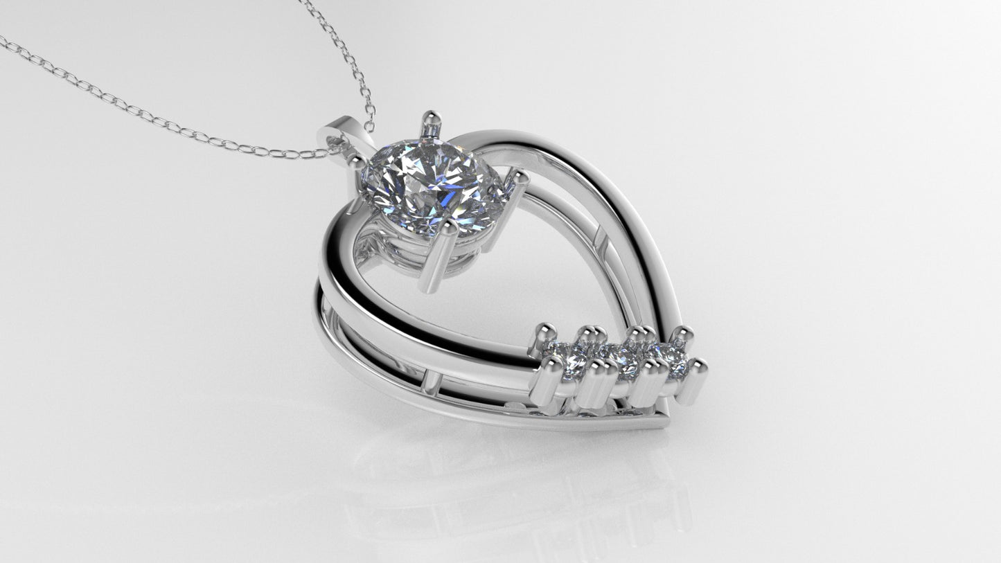 14K Gold Pendant with 4 DIAMONDS VS1, "STT: Prong"