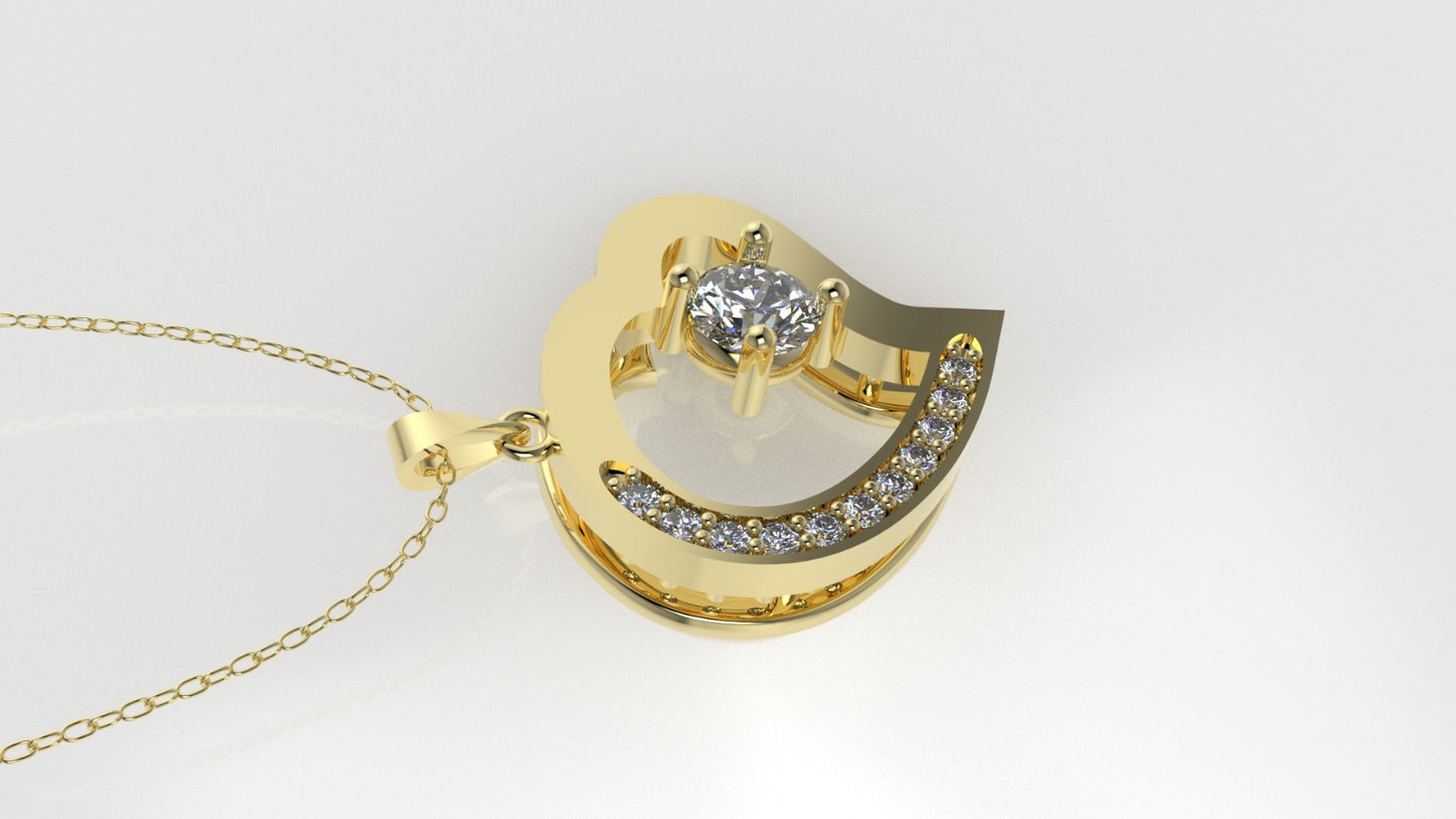 14K Pendant with 12 DIAMONDS VS1, "Cut Chanel", "STT: Prong"