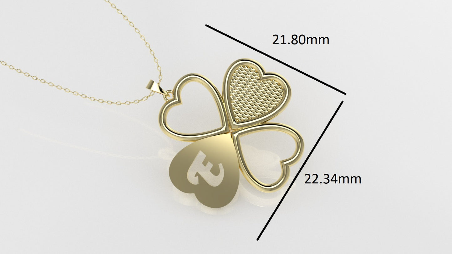 14K Gold Pendant, Style heart with letter