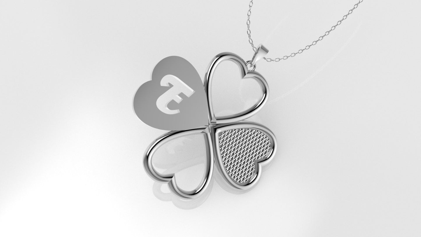 14K Gold Pendant, Style heart with letter