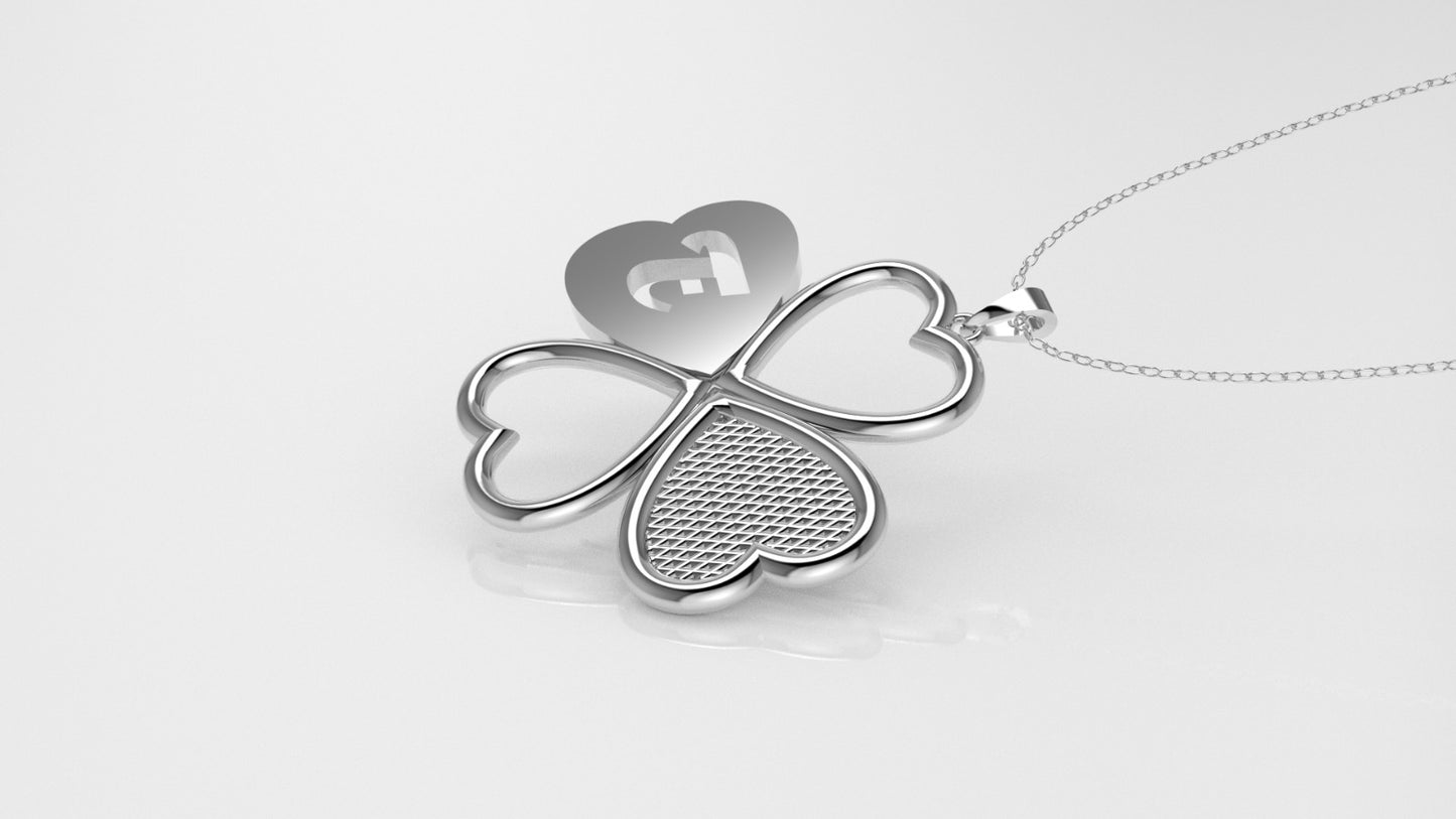 14K Gold Pendant, Style heart with letter